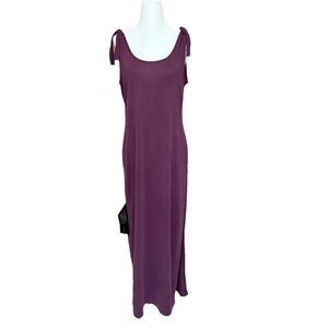 BCBGMAXAZRIA Size M Side Slit Tank Maxi Dress Plum Purple Knot Straps NWT $138